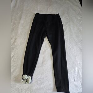 Black Womens L Fleece Lined Leggings